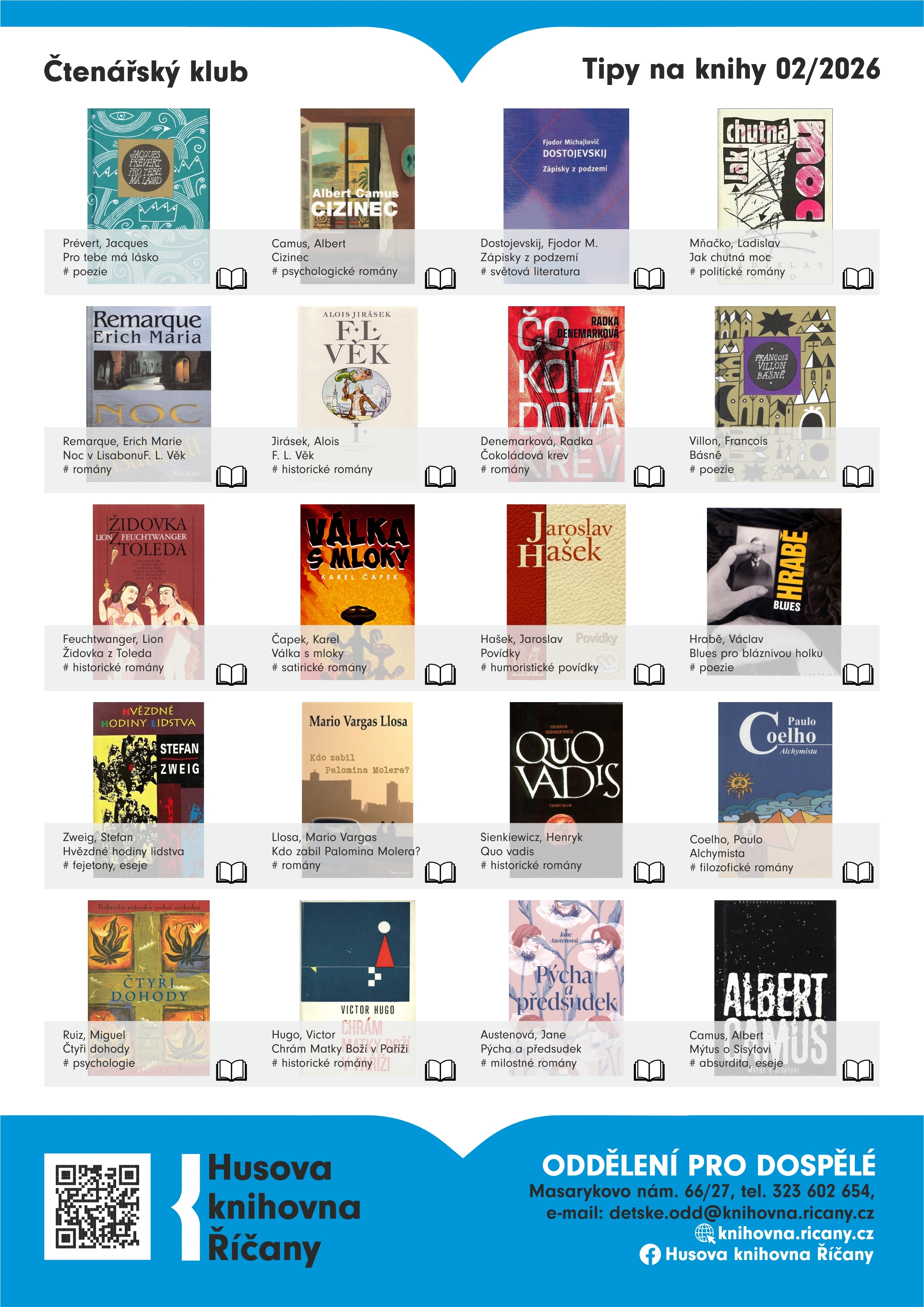 Tipy na knihy ze čtenářského klubu 02/2026 - klasická literatura