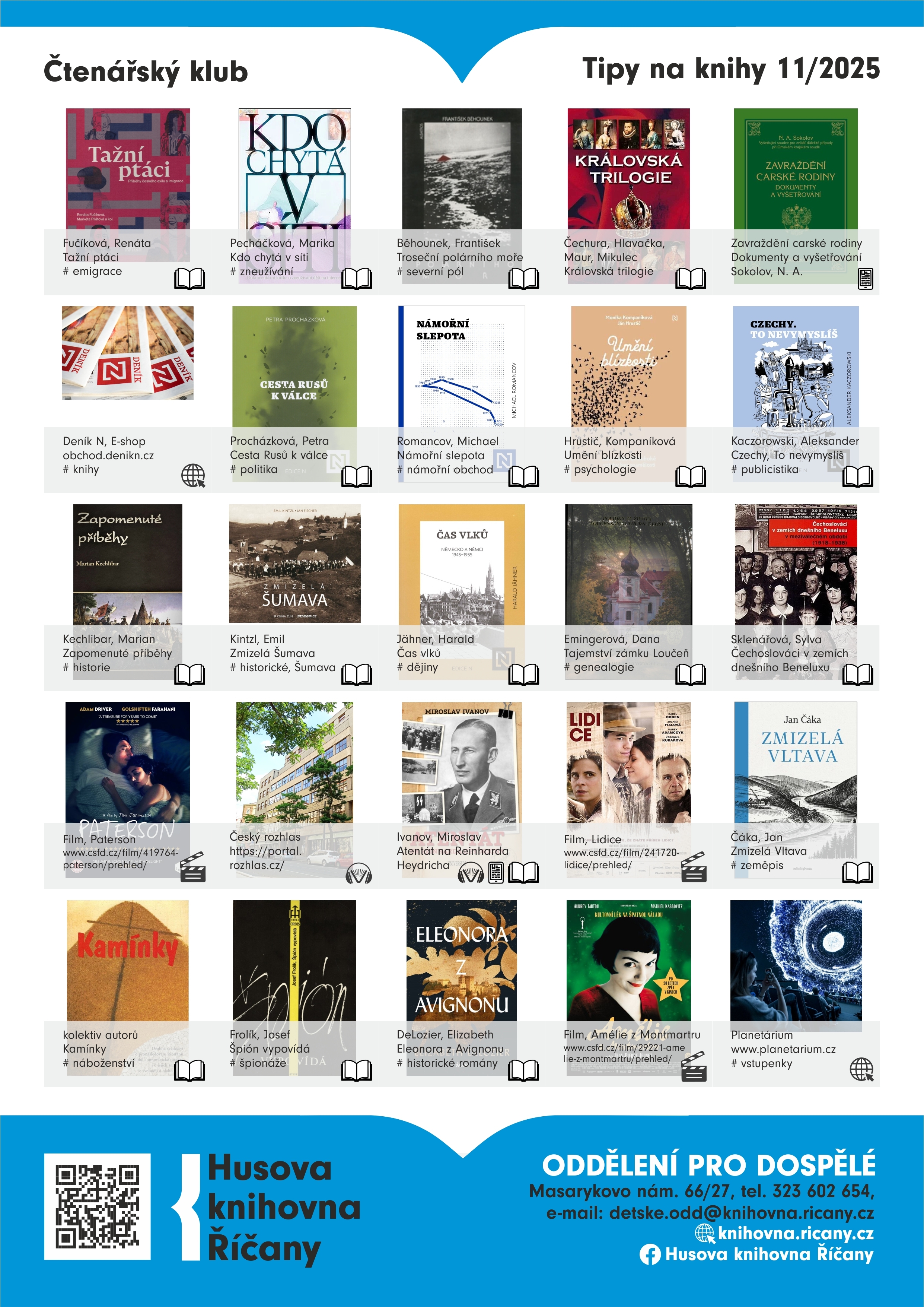 Tipy na knihy ze čtenářského klubu 11/2025