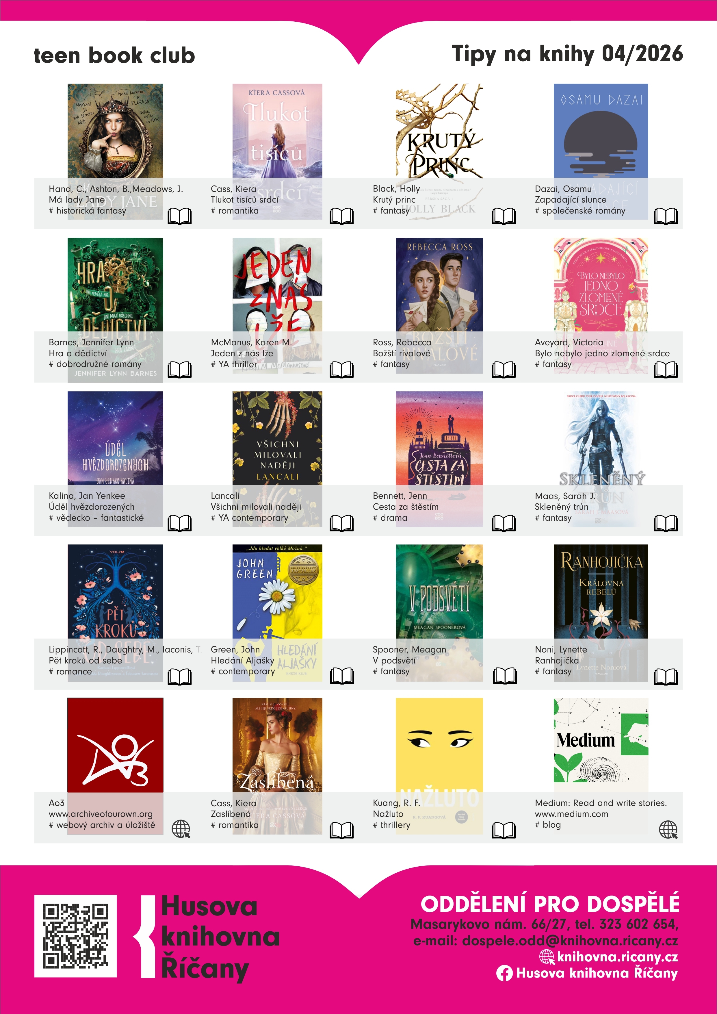 Tipy na knihy z teen book clubu 04/2026