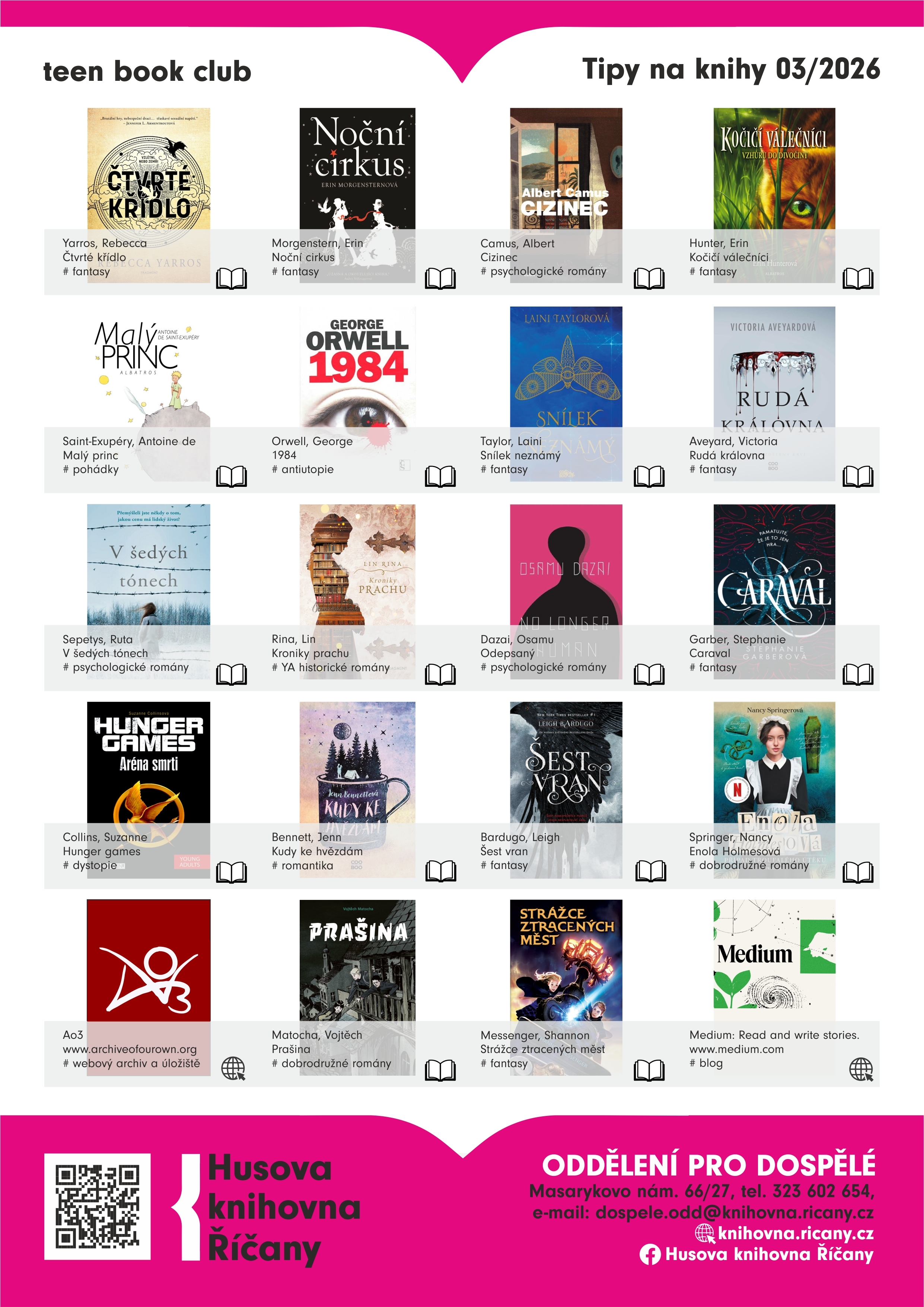 Tipy na knihy z teen book clubu 03/2026