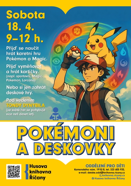 Pokémoni a deskovky v knihovně v oddělení pro děti
